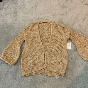 NWTO: Free People size Small Tan Knit Sweater Cardigan